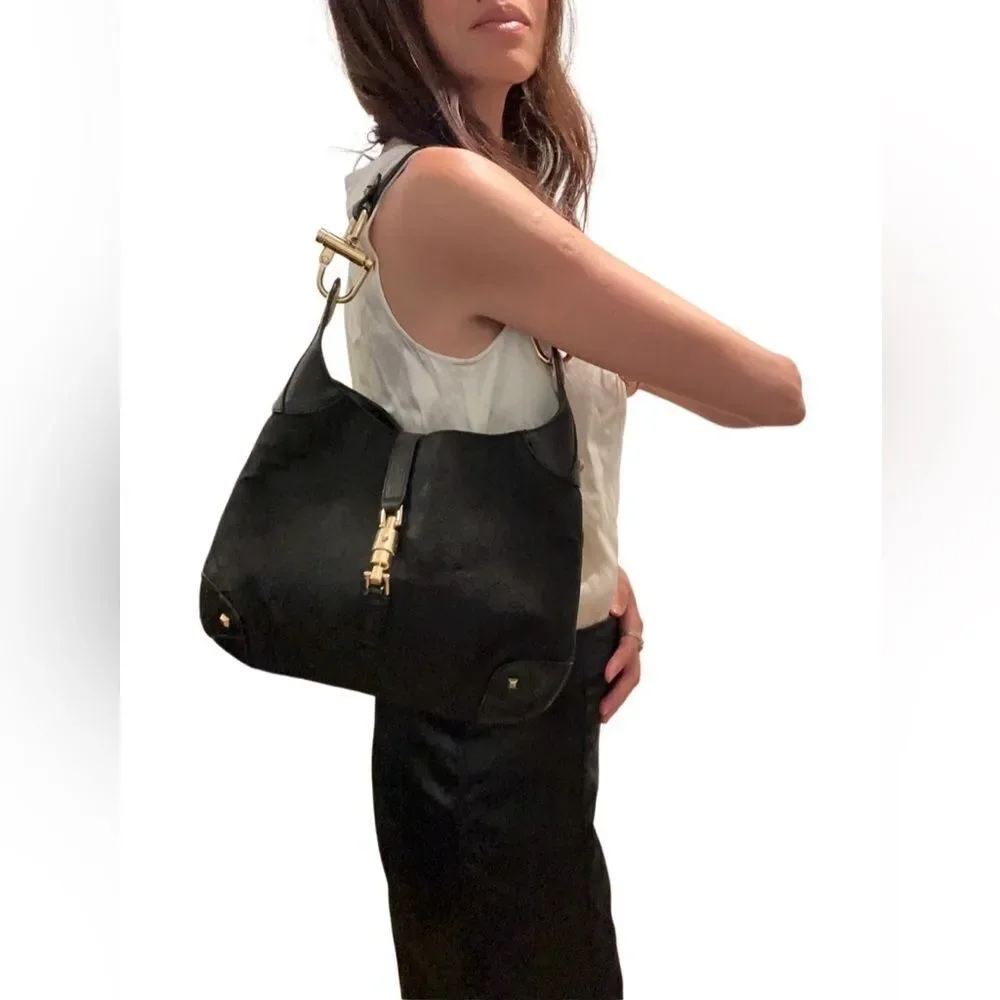 Gucci Black Jackie Hobo with Gold Piston lock